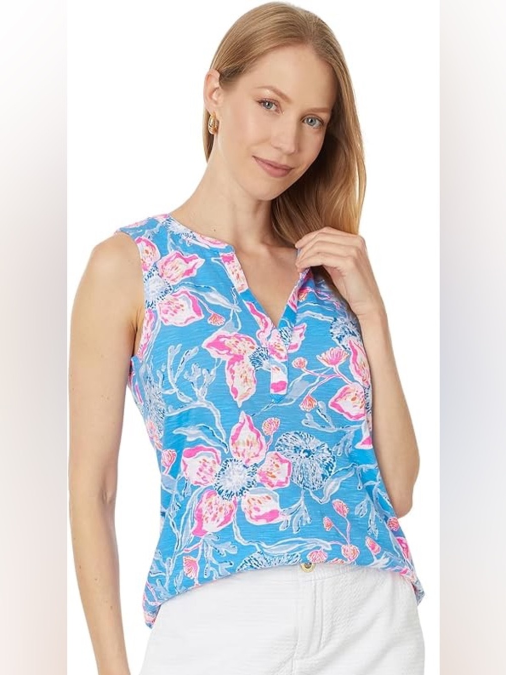 Lilly Pulitzer - Dev Knit Sleeveless Top - Bahamian Rhapsody - Large